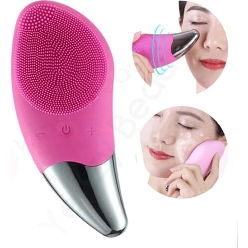 Electric Silicone Facial Cleansing Brush Mini Sonic Face Cleaner Deep Pore Cleaning Skin Massager Face Cleaning Device Skin Care