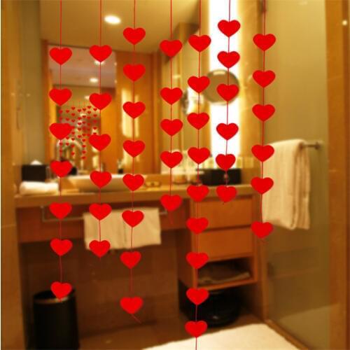 16 Hearts Romantic Wedding Decoration Marriage Room Layout Banner Love Heart Curtain Wedding Supplies Non-woven Garland Flags