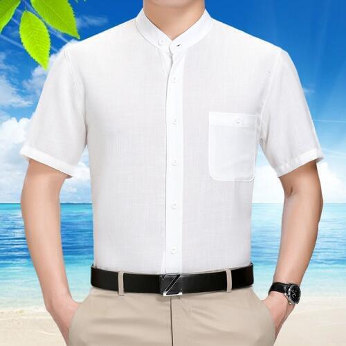 Summer Silk Men Shirt Short Sleeve Casual White Shirt Man Shirts High Quality Gentlemen Dress Shirts Camisa Masculina 108 KJ1958
