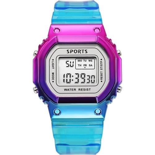 Fashion Ladies Watch LED Luminous Digital Women Men Colorful Sports Transparent Strap Alarm WristWatches Clocks Reloj Mujer