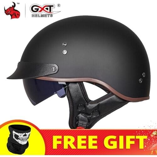 GXT Motorcycle Helmet Men Women Motorbike Half Helmet DOT Certification Casco De Moto Vintage Racing Motocross Riding Helmet