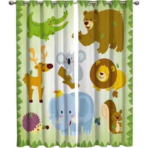 Cartoon Lion Zoo Curtain for Kids Room Bedroom Curtain Cartoon Window Curtain for Boys Colorful cortinas