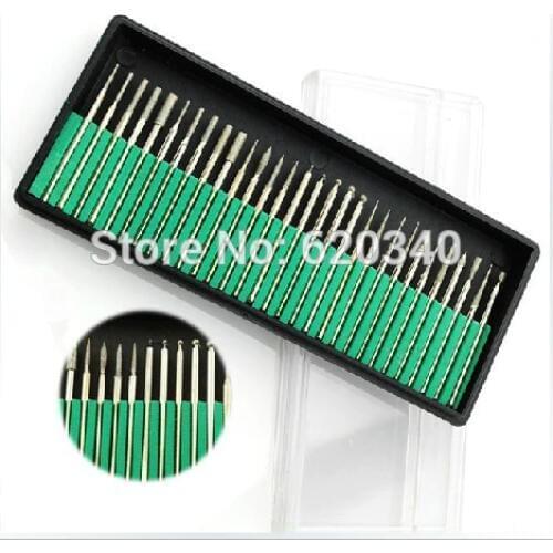 30 pcs/set 2.35mm Shank Diamond Burrs Bur Bit Set, Dremel Rotary Tool Drill Bit DIY tool Free Shipping