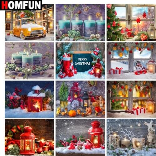 HOMFUN 3D Diamond Painting "Christmas candle light" DIY Full Rhinestones Drill Cross-stitch Kits Square Round Diamond Embroidery