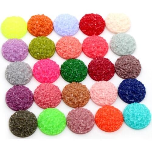 Natural Ore Druzy 8mm 10mm 12mm 40pcs Multi-Colors Flat Back Resin Cabochons Dome For Bracelet Earrings DIY Jewelry Findings