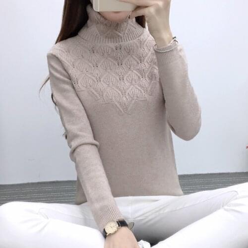 2021 new winter womens head sweater female head sleeve slim turtleneck sweater Blouse Shirt