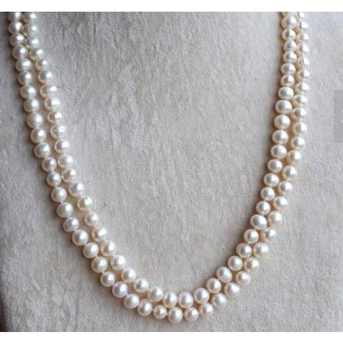New Arrival Favorite Pearl Necklace 7-8mm 46inches Long Real Freshwater Pearl Handmade Fashion Jewelry Charming Women Gift