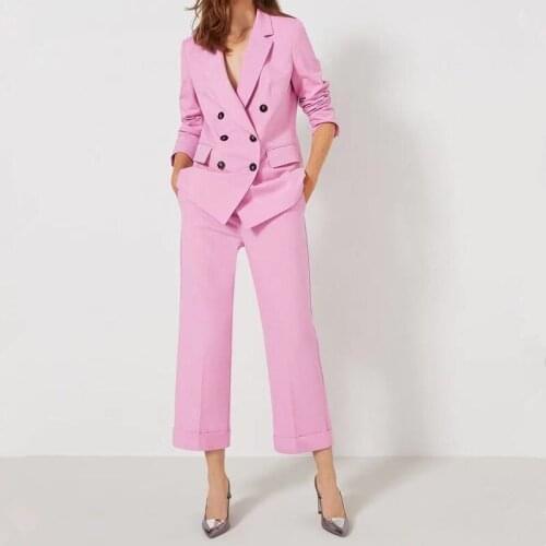 New Arrival Womens Suits Female Double breasted Blazer With Wide Leg Pants Temperament Capable OL Professional Formal Wear