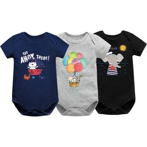 Newborn Baby Clothing 2019 New Fashion Baby Boys Girls Clothes 100% Cotton Baby Bodysuit Short Sleeve Infant Jumpsuit