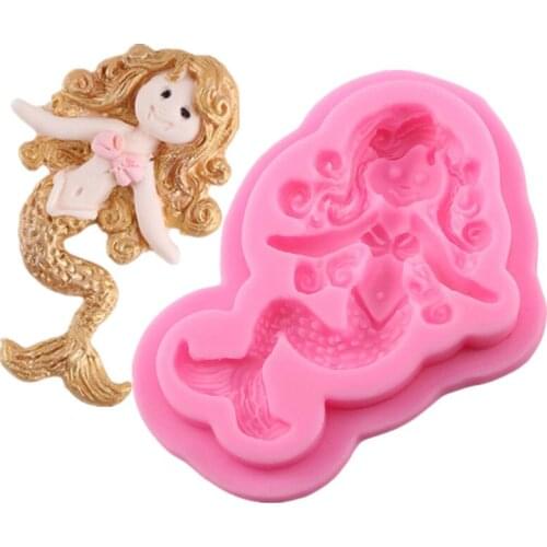 Sexy Fish Mermaid Fondant Silicone Mold Random Easy To Break Away For Cake Decoration Tools Resin Mold DIY Keychain Jewelry D412