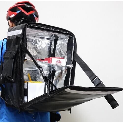 PK-33Z: Beverage Delivery Bag, Food Backpack w/Removable Hardboard Divider,Side Loading, 2-way Zipper, 13" L x 9" W x 18" H