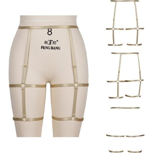Pastel Goth Fashion Belt Thigh Highs Harness Lingerie Garters Women Bdsm Buttocks Bondage Leg Harness Belts Suspenders