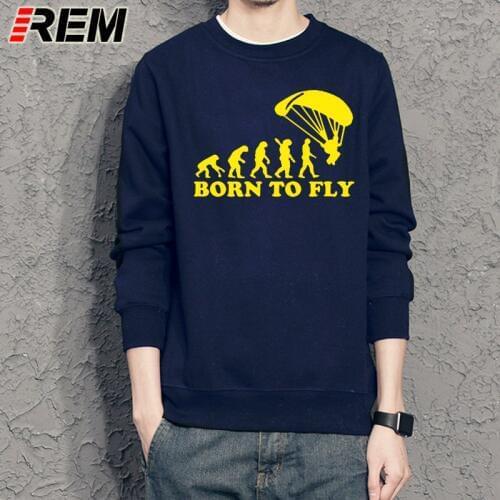 REM New Fashion Born To Fly Evolution Of Paragliding Paragliders Hoodies Mens Clothing Tops Tees Long Sleeve Sweatshirts