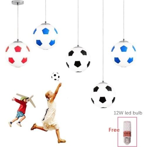 Modern Glass Ball Pendant Light Colorful LED Hanging Lamp for Kids Bedroom Sport Style Chandelier With E27 Bulb lighting fixture