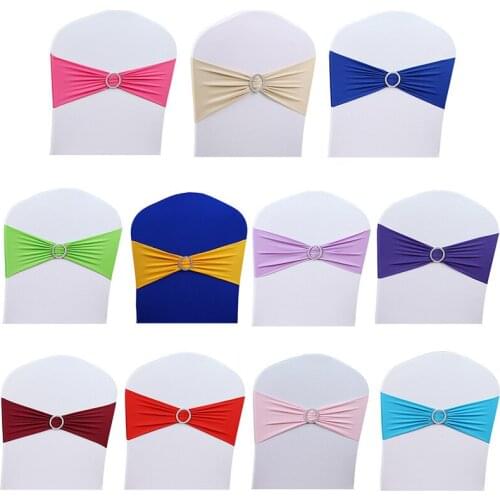 20pcs Stretch Lycra Spandex Chair Bands With Buckle Slider For Wedding Birthday Party Decorations Wholesale Chair Sashes Bow