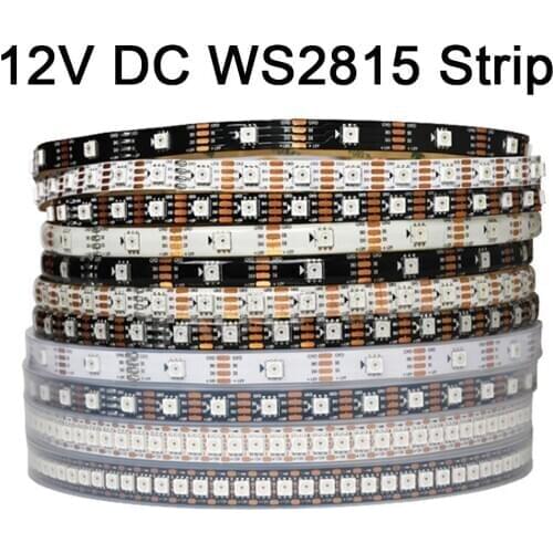 12VDC WS2815 LED Strip (WS2812B Updated) RGB Pixel Strip Individually Addressable Dual Signal Breakpoint Continuous Transmission
