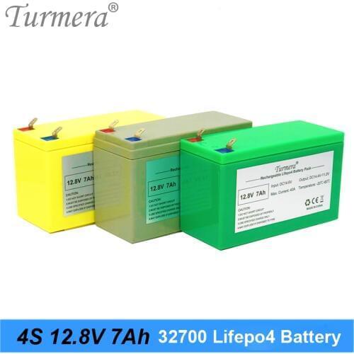 Turmera 32700 Lifepo4 Battery Pack 4S1P 12.8V 7Ah with 4S 40A Balancing BMS for Electric Boat and Uninterrupted Power Supply 12V