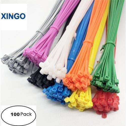 Xingo Cable Zip Ties Self-Locking 300mm Loop-Wrap Colored-Cable Nylon Plastic 100pcs