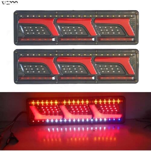 2pcs Car Truck Rear Taillight Led Trailer Taillights 24v Waterproof Flow Steering Brake Reversing Traffic Fog Lamp