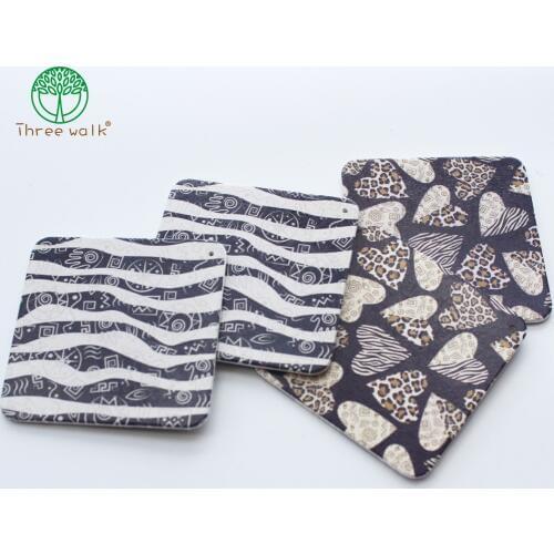 10pcs/lot diy jewelry earring pendants accessory vintage square shape wood beads Leopard Printed charms