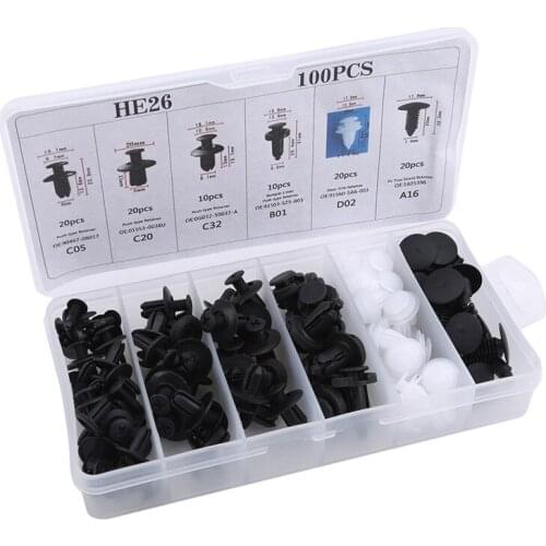 100pcs Auto Car Plastic Rivets Retainer Fastener Bumper Fender Clips Push Type Buttons For Door Fenders Cover Roof