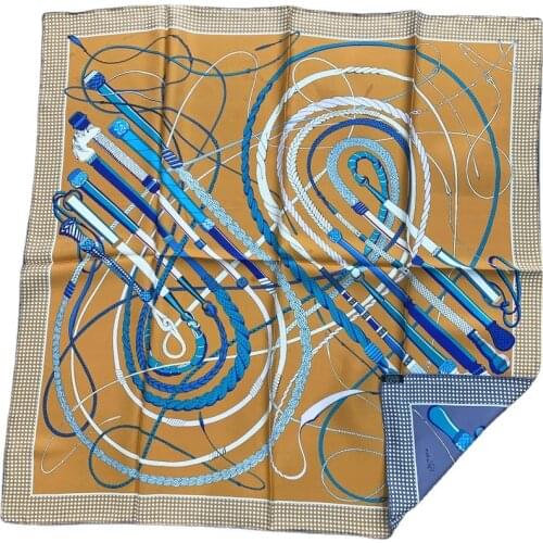 18mm Thicker 100% Twill Silk Scarf Square Double sides printed Wraps Shawls 90cm Handmade Rolling Edge Floral Hairband Kerchief