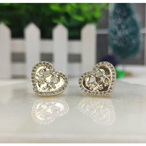 2020 NEW Zircon Clear CZ Champagne Gold Earrings Boy and Girl Hold Hands Party Jewelry for Women Girls Gift Free Shipping