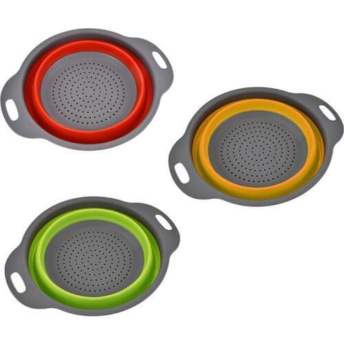 3-color Folding Washing Drain Basket Environmental Food Fruit and Vegetable Washing Basket Outdoor Camping Kitchen Supplies