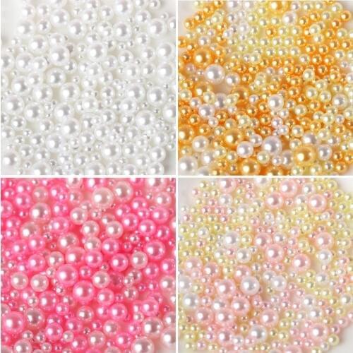 500PCS/Bag New Fashion Mix Rainbow Color Round UV Resin Imitation Pearl Beads No Hole Loose Beads Jewelry Making DIY Crafts