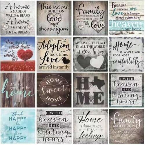 5D DIY Diamond Painting Sweet Family Love Letter Cross Stitch Kit Full Circle/Square Water Diamond Home Decoration Gift