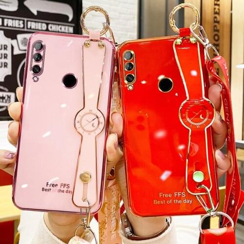 6D Electroplated Case For Huawei Enjoy 10 Plus TPU Mobile Phone Wristband Lanyard Cases For Huawei Enjoy 10 Plus Thin Coque