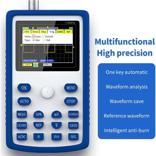 FNIRSI-1C15 2.4In Screen Digital Oscilloscope 500MS/S Sampling Rate with 110MHz Bandwidth Multipurpose Measuring Oscilloscopes