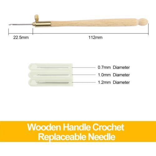 Wooden Handle Crochet Hook With 3 Needles Quality French Crochet Embroidery Beading Hoop Sewing Tool Set DIY Craft