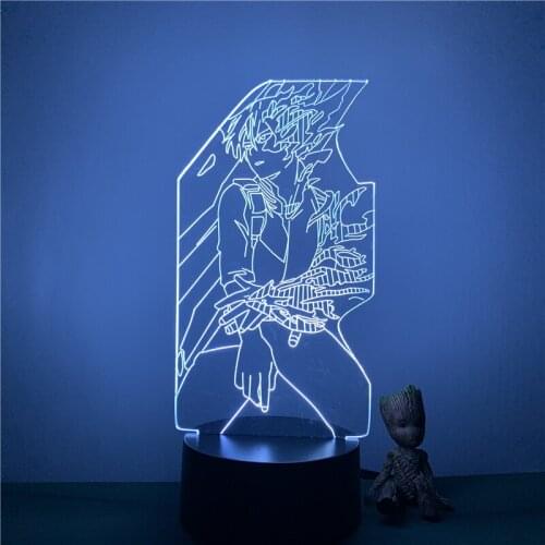 Kids Child Bedroom Decor Nightlight Led Night Light My Hero Academia Todoroki Shoto Burning Figure 7 Color Desk 3d Lamp Gift