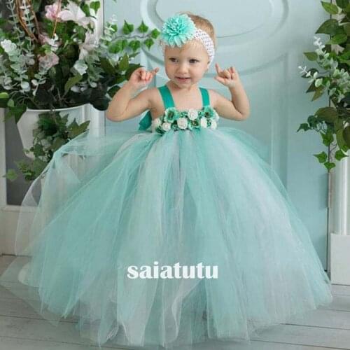 Photograph flower girl wedding dress children tulle contest model children birthday gift dresses costume party princess Vestido