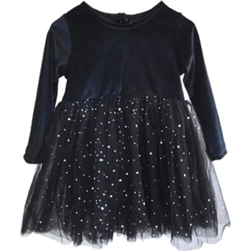 Girls Starry Dress Princess Dress Mesh Girls Clothes Children Clothing Long Sleeve Autumn Girls 1211