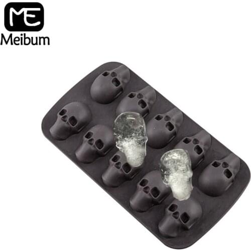 Meibum 3 Colors Ice Cube Tray Bar Iced Cocktail Whiskey Skull Shape Chocolate Mold Silicone Ice Cream Maker Juice Dessert Pan