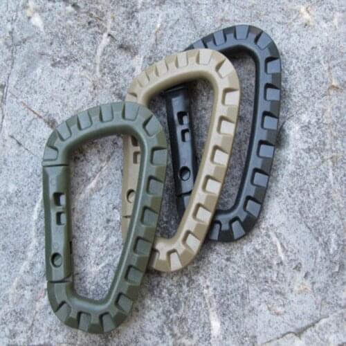 10pcs/lot Carabiner Snap Hanging Hook D-Ring Spring Plastic Strong Tactical Tac Link Backpack EDC Tool Keychain Molle Bag Mount