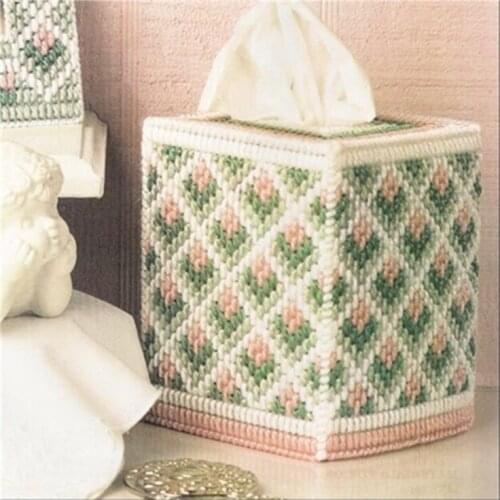 12x12x14cm Carton Flowers storage tissue box embroidery kit DIY handmade craft set Crocheting knitting needlework supplies