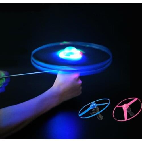 Creative Luminous Drawstring UFO Outdoor Toy Rotating Flight Parent-child Interaction Luminous Vintage Toys Juguetes