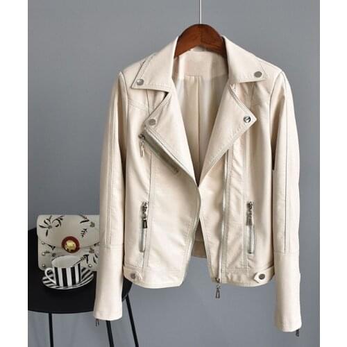 Spring Fashion Slim Short Leather Jacket Washed Faux PU Leather Motorcycle Biker Jackets Women Plus size 3XL Female Bomber Coat