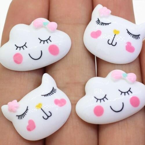 Cute Sleeping Cat And Cloud Resin Miniature Art Flatback Cabochon DIY Craft Decoration Accessories