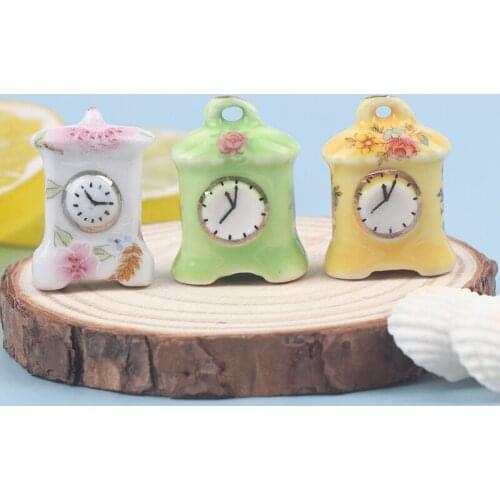 3pcs/set Miniature Accessories Mini Porcelain Clock Teapot Model Toys For Doll House Decor Bedroom Living Room Accessories