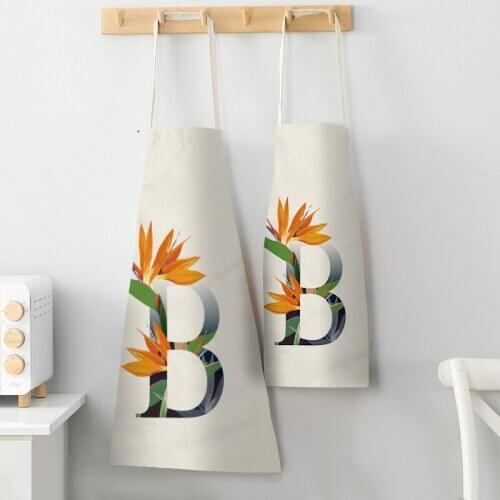 Multifunction Kitchen Apron Women 26 Letters Creen Plant Cotton Linen Sleeveless women Chef Cooking Aprons Kitchen 68*55cm 0064