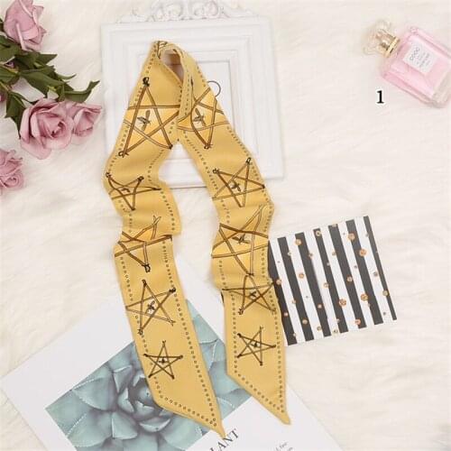 Fashion Bag Scarf Star Print Womens Scarf Luxury Small Skinny Tie Bag Handle Long Ribbon Ladies Bandana Hijab Scarf BS27