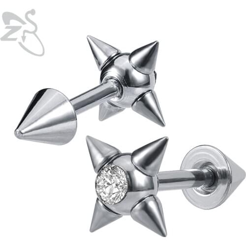 ZS Punk Stud Earrings for Men 316L Stainless Steel Earrings Rock Roll Ear Piercing Jewelry Accessories Male Hip Hop Earring