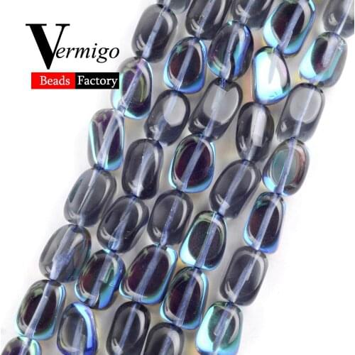 Natural Gem Stone Smooth Gray Irregular Austrian Crystal Beads For Jewelry Making Spaecr Beads DIY Necklace Bracelet 9*13mm 15"