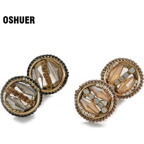 OSHUER New fashion handmade crystal beads stud earrings for women cute earrings for gift