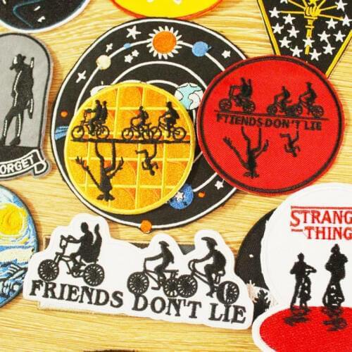 Stranger Things Pacthes For Clothing Stripes Iron On Patches On Clothes Mountains Embroidered Patches For Clothing Accessories