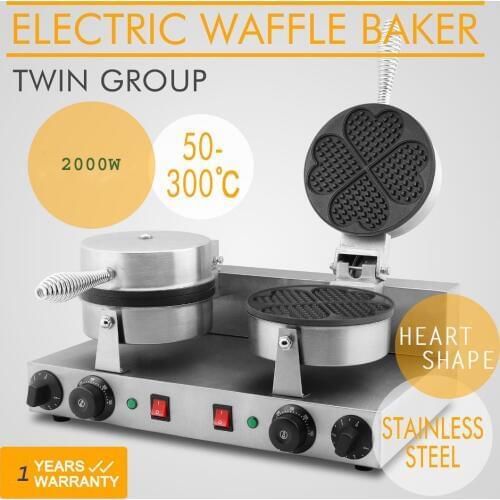 Commercial double heart shape waffle maker/waffle baker / Electric Double Heart/Flower Shape Non-Stick Waffle Maker Baker